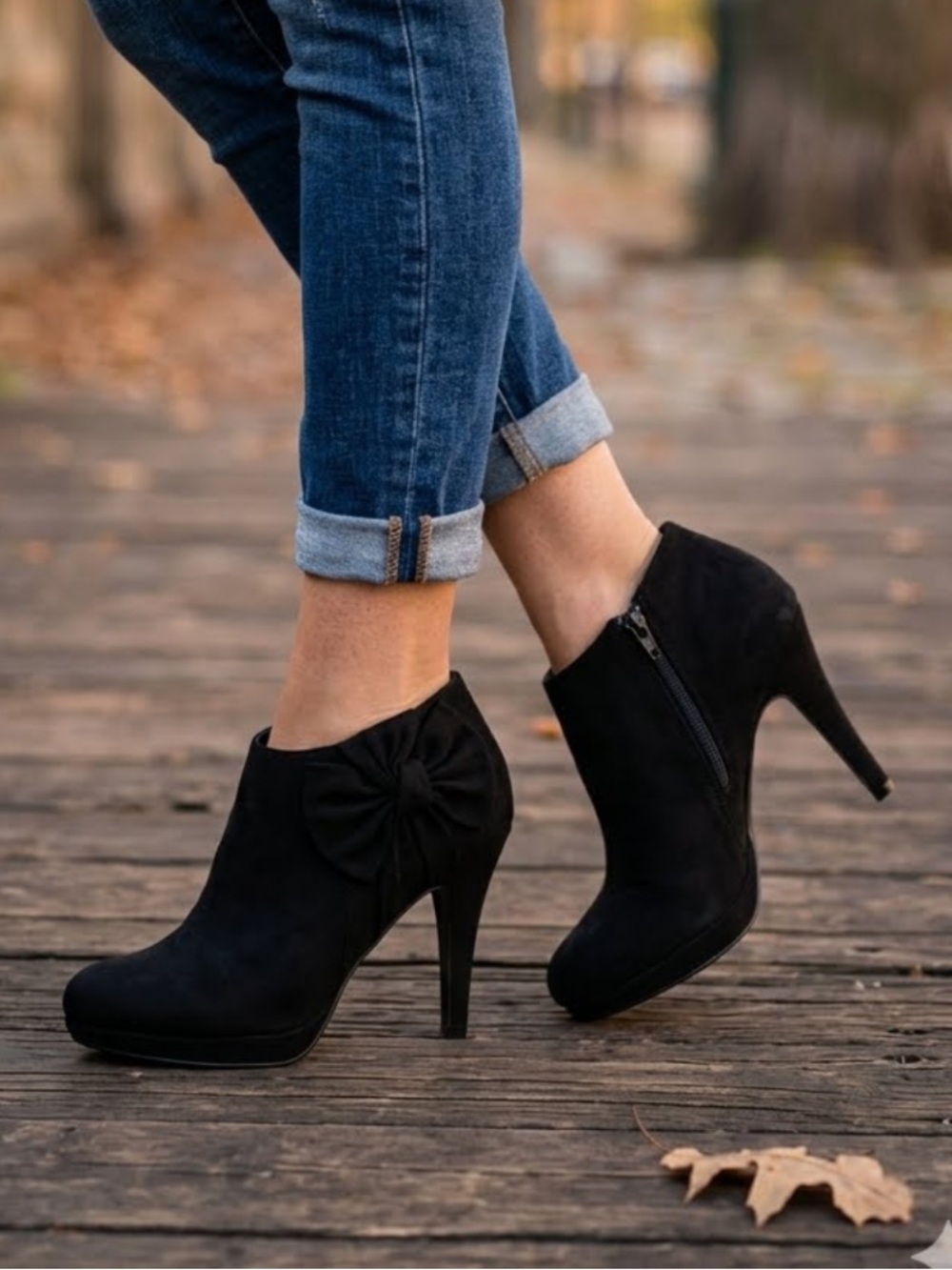 IMPO bow heel booties